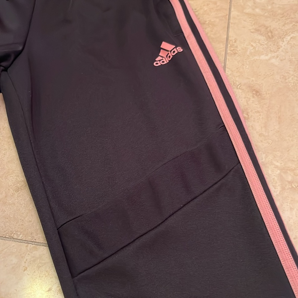 Women’s Adidas black/ pink striped Tiro pants (size M 12-14) - Picture 2 of 6